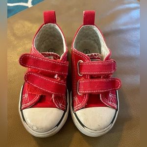 Toddler Boys 7 Red Velcro converse style shoes